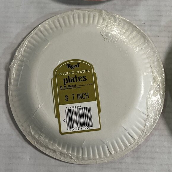 Vintage Reed Valentines Plates 7" Plastic Coated Hearts Baby Shower 8ea Lot Of 4 - Picture 5 of 6